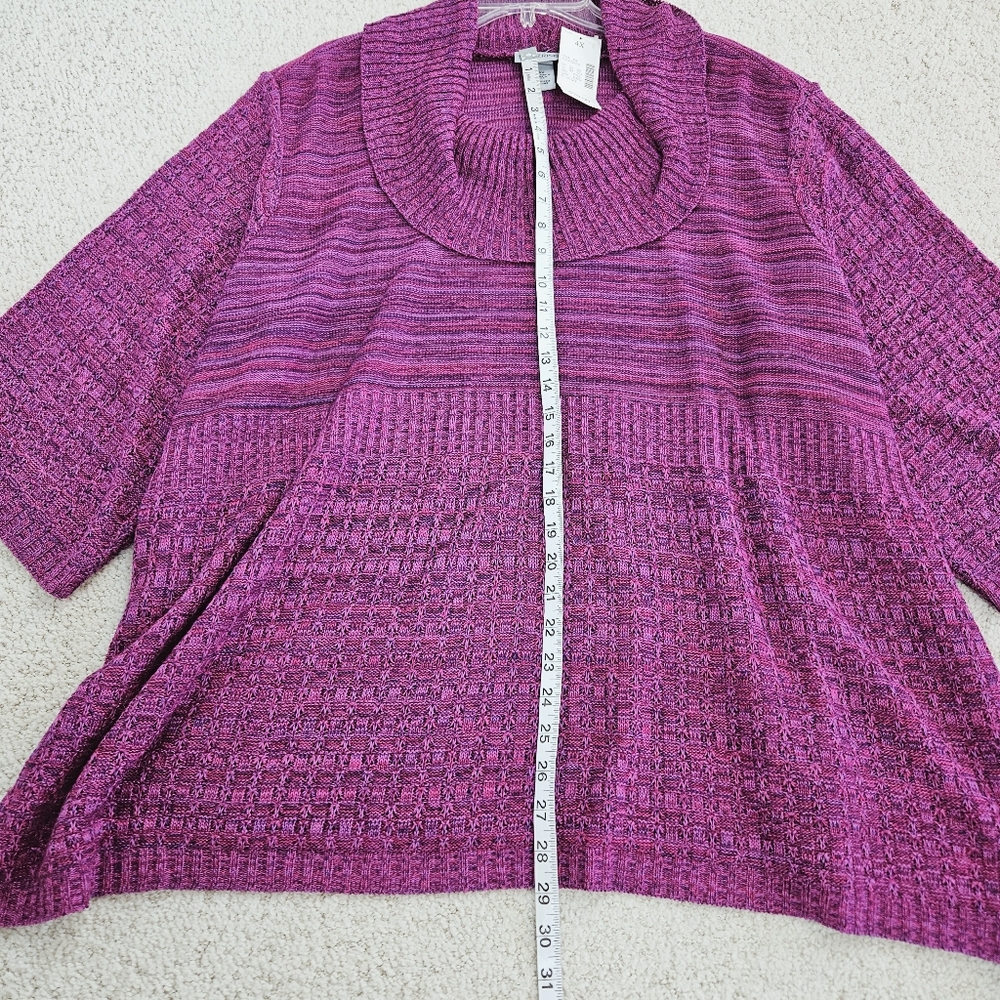Catherines Sweater Purple Pullover Draped Cowl Neck Stretch Knit Womens 4x - Picture 4 of 8
